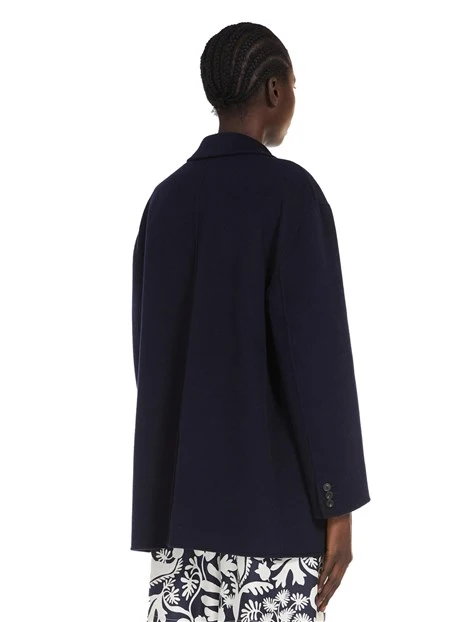 CAPPOTTO CORTO IN DRAP DI PURA LANA DONNA BLU