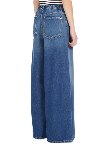 JEANS PALAZZO IN DENIM DI PURO COTONE DONNA BLU