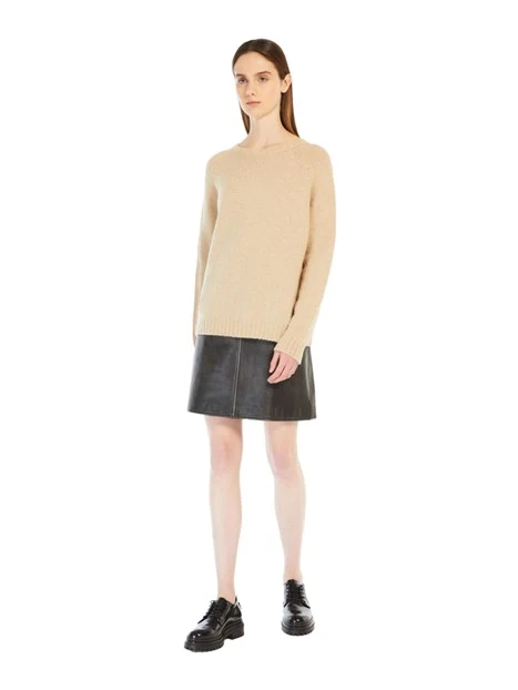 MAGLIA GIROCOLLO IN ALPACA E COTONE DONNA BEIGE