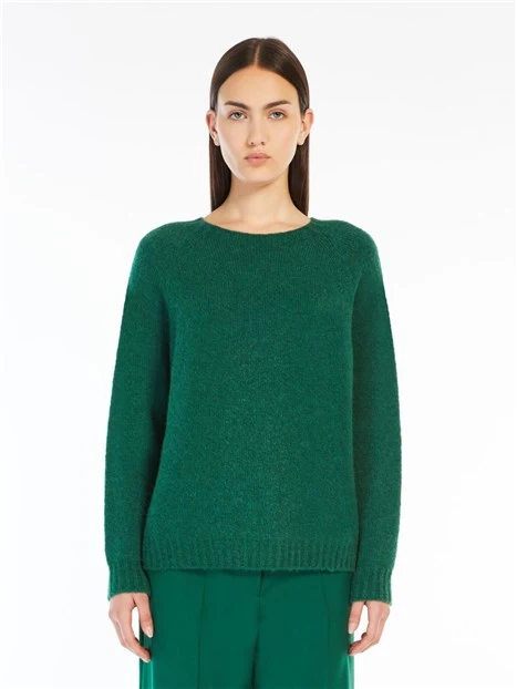 MAGLIA GIROCOLLO IN ALPACA E COTONE DONNA VERDE