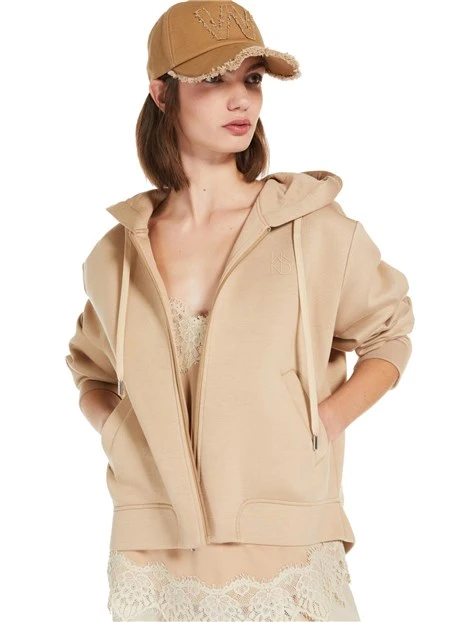 FELPA CON ZIP IN MAGLIA DI VISCOSA DONNA BEIGE