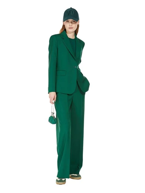 PANTALONI PALAZZO TELA DI PURA LANA DONNA VERDE