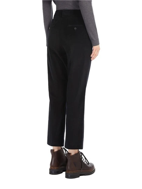 PANTALONI CROPPED IN VELLUTO DI COTONE A RIGHE MONOELASTICO DONNA NERO