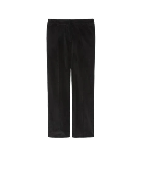 PANTALONI CROPPED IN VELLUTO DI COTONE A RIGHE MONOELASTICO DONNA NERO