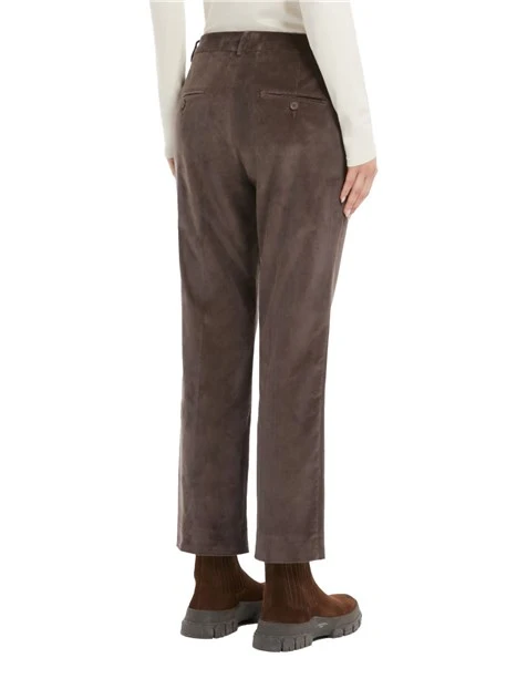 PANTALONI CROPPED IN VELLUTO DI COTONE A RIGHE MONOELASTICO DONNA MARRONE