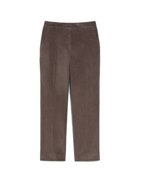 PANTALONI CROPPED IN VELLUTO DI COTONE A RIGHE MONOELASTICO DONNA MARRONE