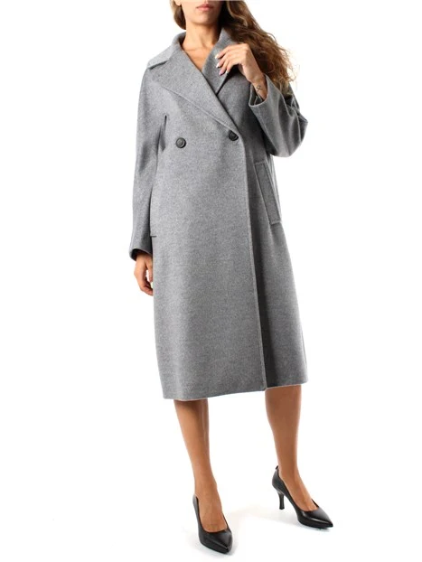 CAPPOTTO LUNGO DOPPIOPETTO A VESTAGLIA DONNA GRIGIO