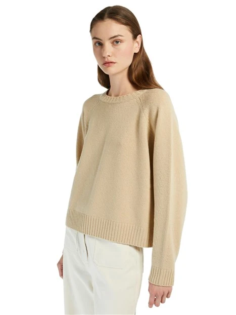 MAGLIA GIROCOLLO IN FILATO DI PURA LANA DONNA BEIGE