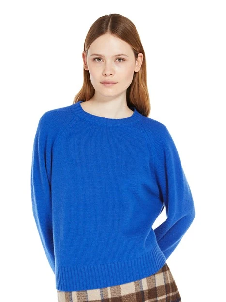 MAGLIA GIROCOLLO IN FILATO DI PURA LANA DONNA BLU