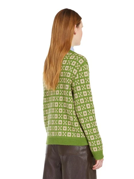 MAGLIA GIROCOLLO IN MISTO LANA E ALPACA IN JACQUARD DONNA VERDE