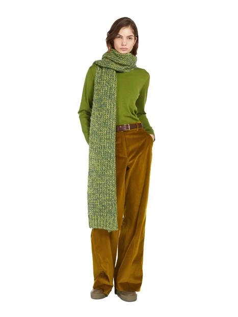 PANTALONI PALAZZO IN VELLUTO DI PURO COTONE DONNA VERDE