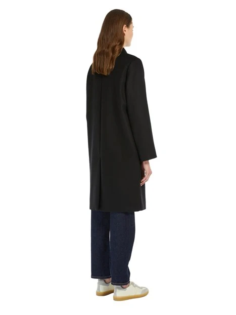 CAPPOTTO LUNGO IN PURA LANA E MELANGE DONNA NERO