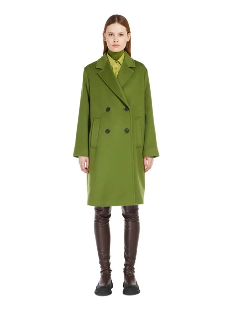 CAPPOTTO LUNGO IN PURA LANA E MELANGE DONNA VERDE