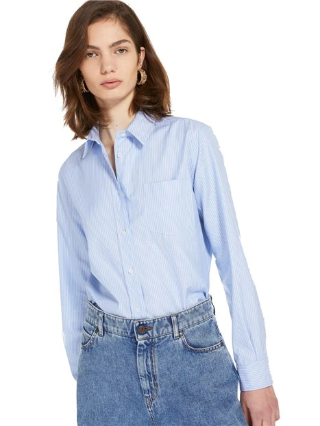 CAMICIA OXFORD IN PURO COTONE A RIGHE DONNA AZZURRO