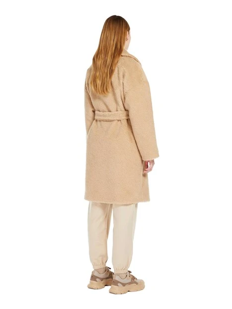 CAPPOTTO LUNGO IN MISTO LANA VERGINE A VESTAGLIA CON CINTURA DONNA BEIGE