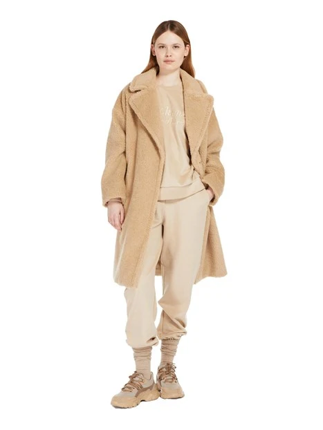 CAPPOTTO LUNGO IN MISTO LANA VERGINE A VESTAGLIA CON CINTURA DONNA BEIGE