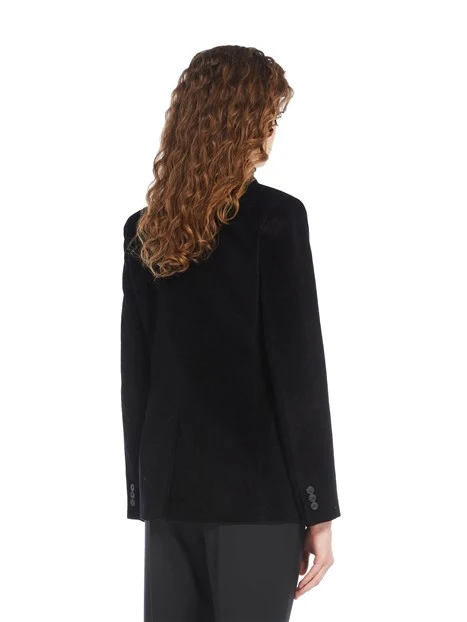 GIACCA BLAZER DOPPIOPETTO IN VELLUTO DI PURO COTONE DONNA NERO