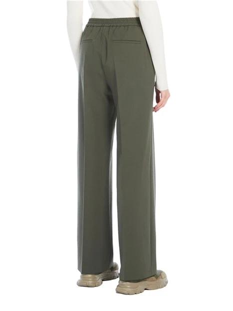 PANTALONI PALAZZO IN GABARDINA BIELASTICA MISTO LANA DONNA VERDE