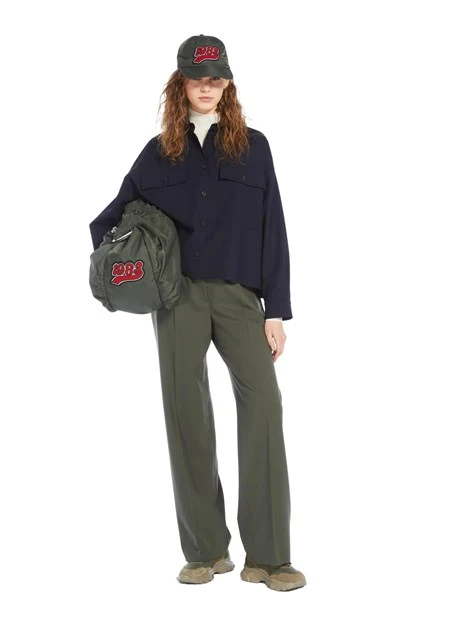 PANTALONI PALAZZO IN GABARDINA BIELASTICA MISTO LANA DONNA VERDE