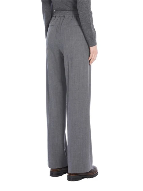 PANTALONI PALAZZO IN GABARDINA BIELASTICA MISTO LANA DONNA GRIGIO