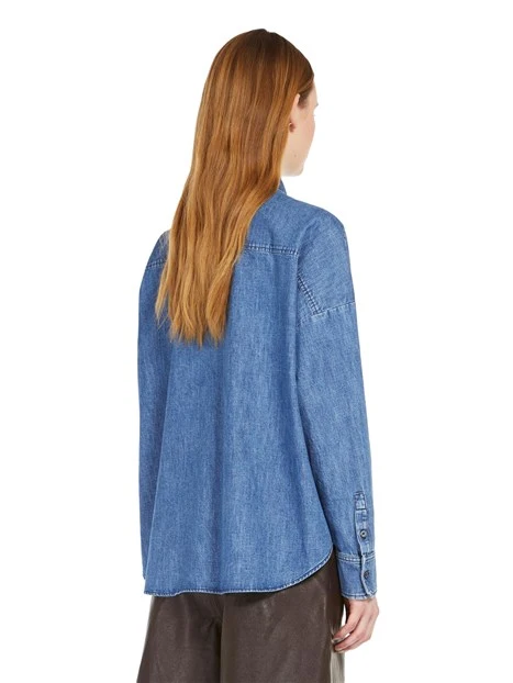 CAMICIA JEANS DENIM DI COTONE TRATTATO DONNA BLU