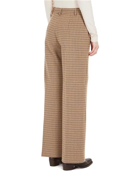 PANTALONI PALAZZO IN MAGLIA MISTO COTONE DONNA MARRONE