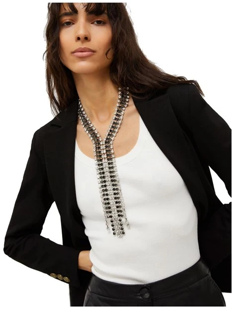 COLLANA MULTIFILO CON STRASS BICOLORE DONNA NERO