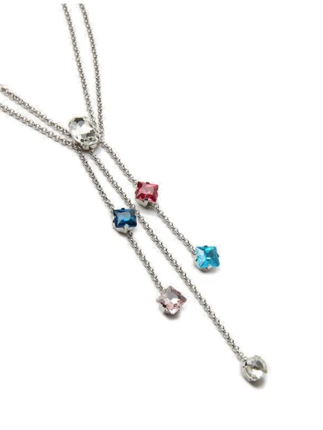 COLLANA LUNGA CON STRASS MULTICOLOR DONNA AZZURRO