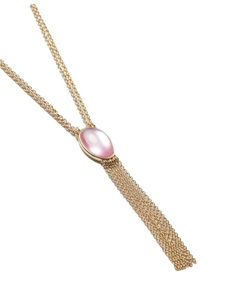 COLLANA CON PIETRA CENTRALE E NAPPINA DONNA ROSA