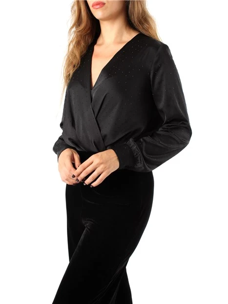 BLUSA CON BODY IN RASO DONNA NERO