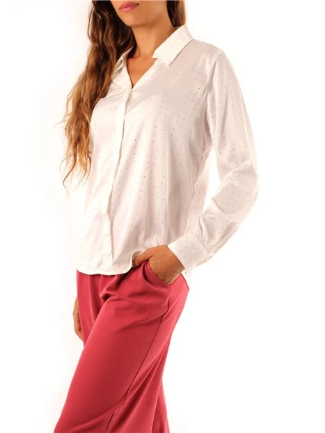 CAMICIA IN RASO LEGGERO CON APPLICAZIONI DONNA BIANCO