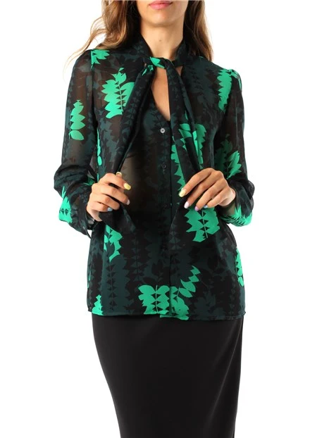 CAMICIA IN GEORGETTE CON FANTASIA STAMPATA DONNA VERDE