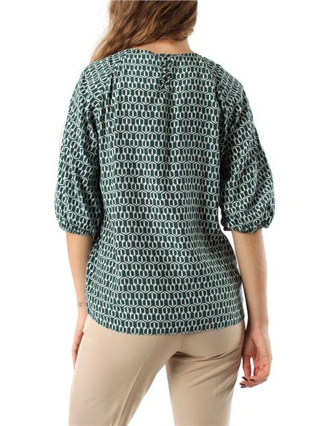 BLUSA IN VISCOSA A FANTASIA STAMPATA DONNA VERDE