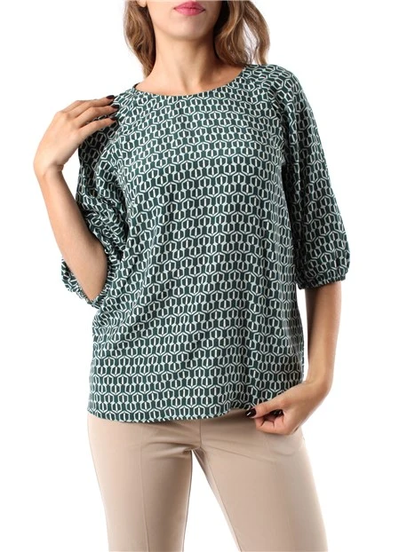 BLUSA IN VISCOSA A FANTASIA STAMPATA DONNA VERDE