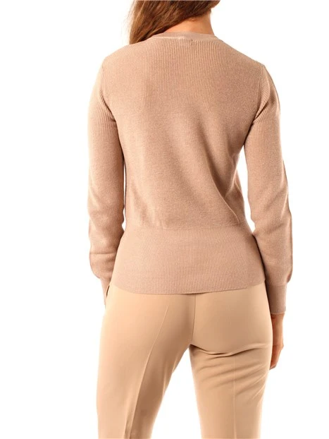 MAGLIA GIROCOLLO IN FILATO MISTO LANA DONNA BEIGE