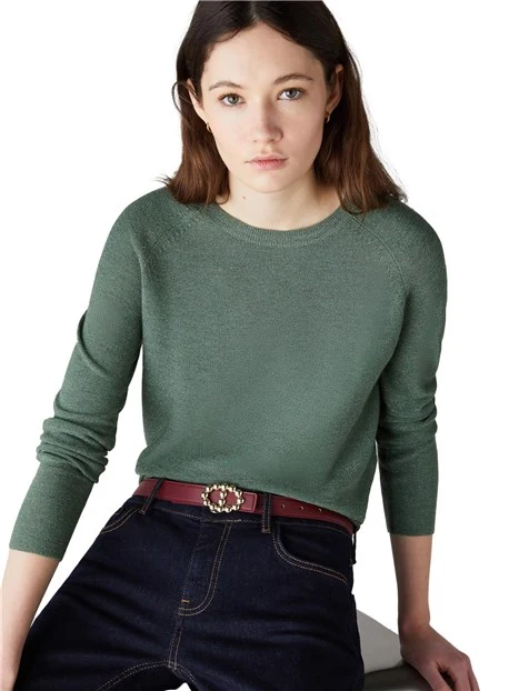 MAGLIA GIROCOLLO MISTO LANA DONNA VERDE