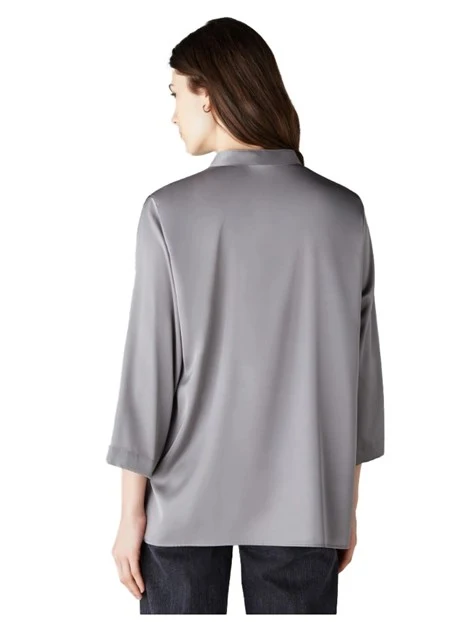 CAMICIA IN RASO LEGGERO CON TRAMA MONOELASTICA DONNA GRIGIO