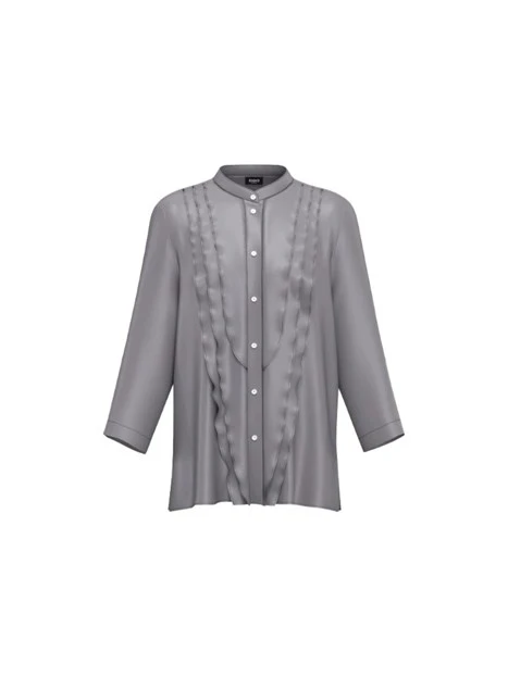 CAMICIA IN RASO LEGGERO CON TRAMA MONOELASTICA DONNA GRIGIO