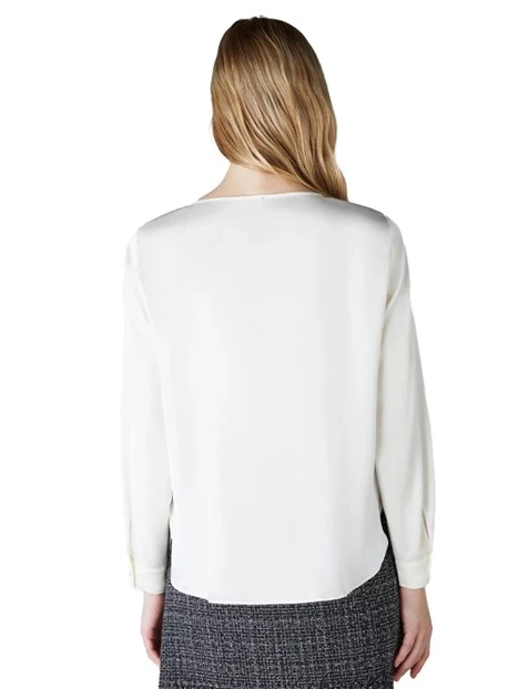 BLUSA IN RASO LEGGERO MONOELASTICO IN TRAMA DONNA BIANCO