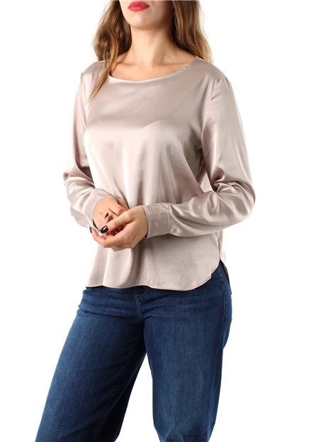 BLUSA IN RASO LEGGERO MONOELASTICO IN TRAMA DONNA BEIGE