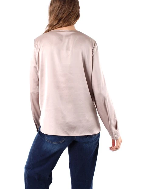 BLUSA IN RASO LEGGERO MONOELASTICO IN TRAMA DONNA BEIGE