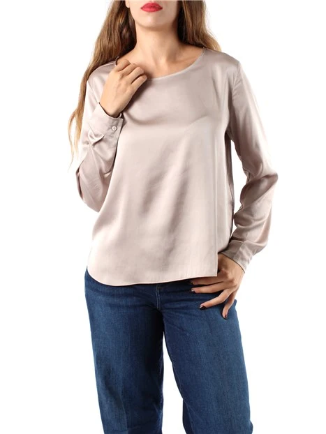 BLUSA IN RASO LEGGERO MONOELASTICO IN TRAMA DONNA BEIGE