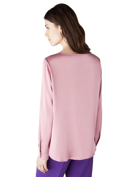 BLUSA IN RASO LEGGERO MONOELASTICO IN TRAMA DONNA ROSA