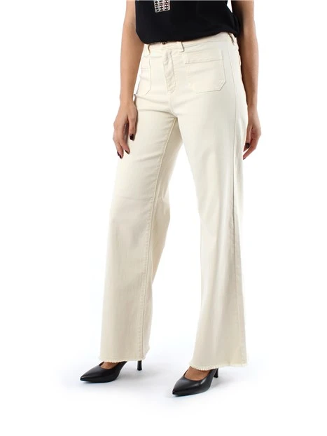 PANTALONI A SIGARETTA IN GABARDINA DI COTONE DONNA BIANCO