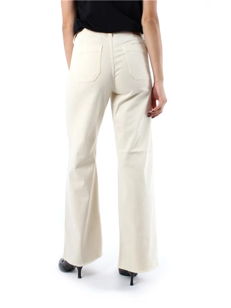 PANTALONI A SIGARETTA IN GABARDINA DI COTONE DONNA BIANCO