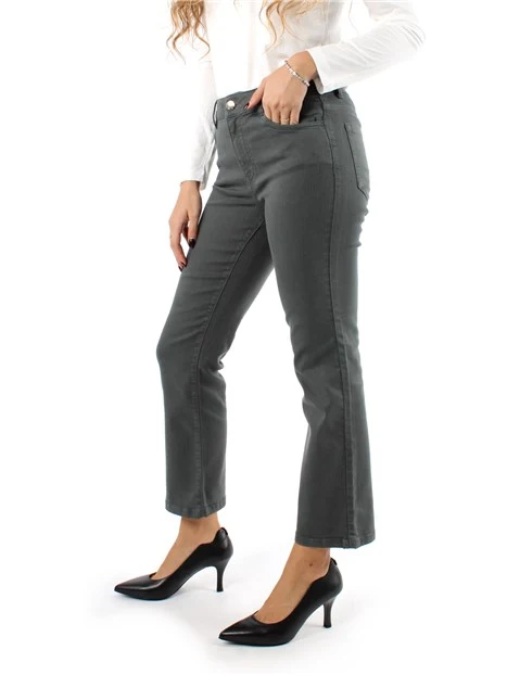 PANTALONI CROPPED IN GABARDINA DI COTONE LINEA FLARE DONNA VERDE