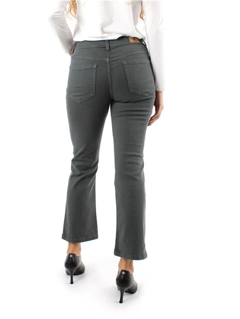 PANTALONI CROPPED IN GABARDINA DI COTONE LINEA FLARE DONNA VERDE