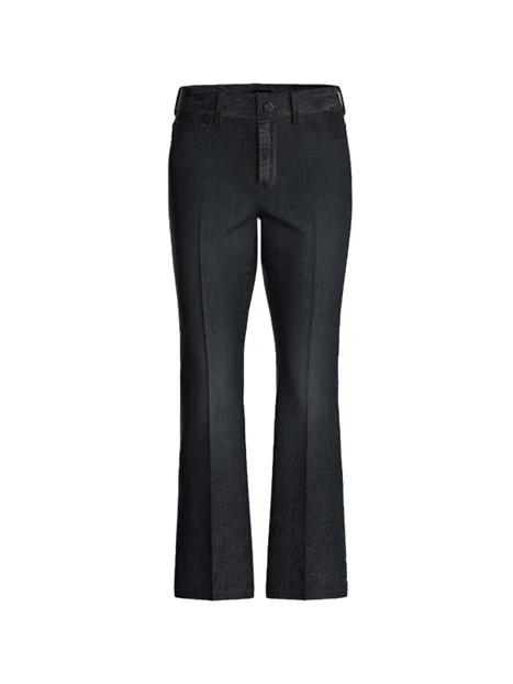 JEANS CROPPED A ZAMPA IN DENIM DI COTONE TRATTATO DONNA NERO