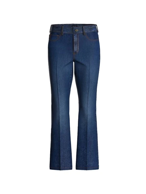 JEANS CROPPED A ZAMPA IN DENIM DI COTONE TRATTATO DONNA BLU