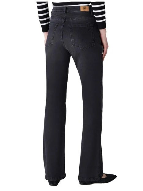 JEANS A ZAMPA IN DENIM DI COTONE TRATTATO CON STRASS DONNA NERO